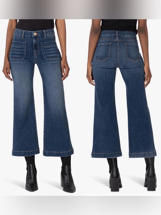 Kut from the Kloth Denim - KUT from the Kloth Women's Meg High Rise Wide Leg Patch Pockets Jeans Size 12